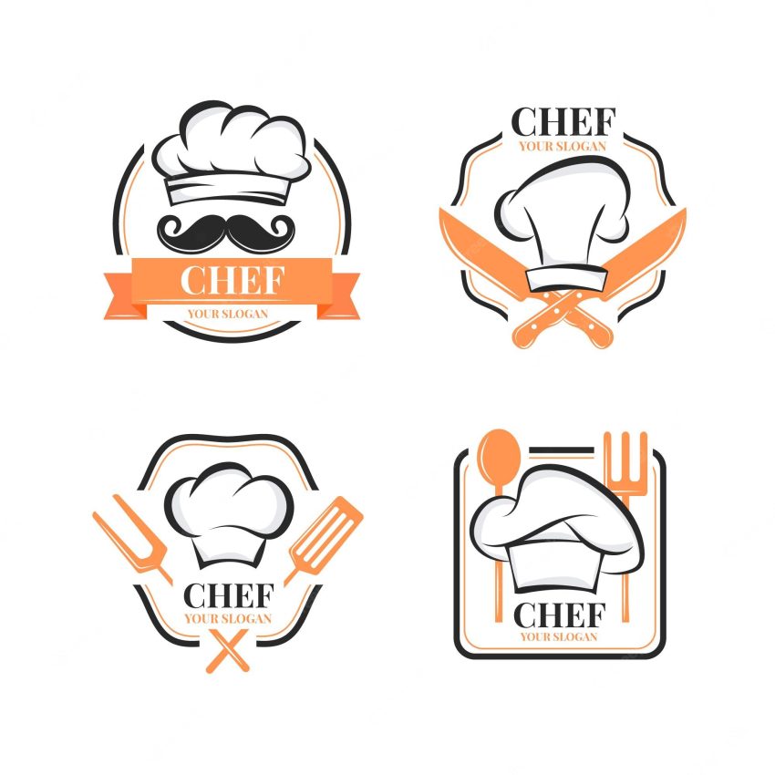 Flat design chef logo template