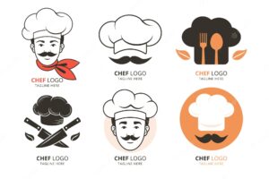 Flat design chef logo templates