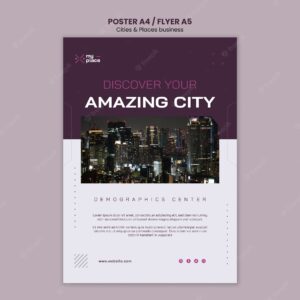 Flat design cities and places template