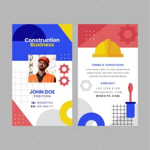 Flat design construction project id card