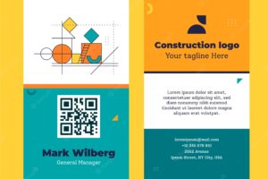 Flat design construction project id card