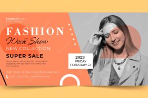 Flat design fashion show sale banner template