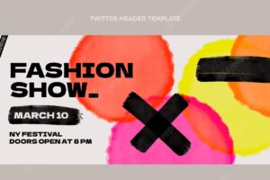 Flat design fashion show twitter header template