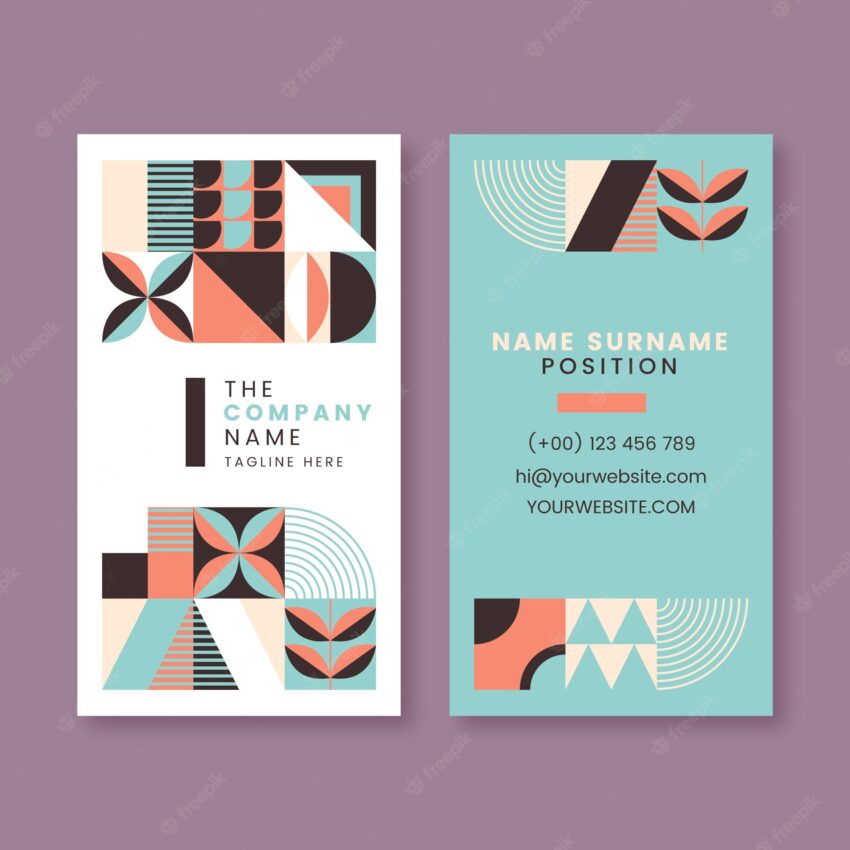 Flat design geometric pattern business card