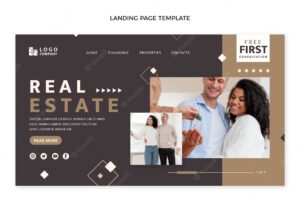 Flat design geometric real estate landing page