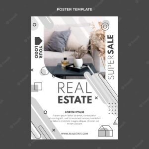 Flat design geometric real estate poster