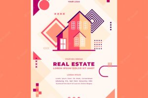 Flat design of geometric real estate poster