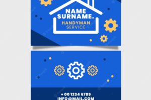 Flat design handyman business cards template