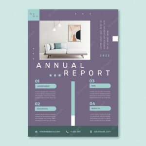 Flat design minimal interior design annual report