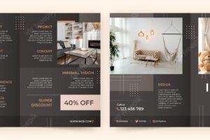 Flat design minimal interior design brochure