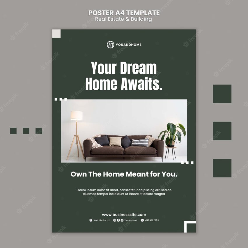 Flat design real estate and building template