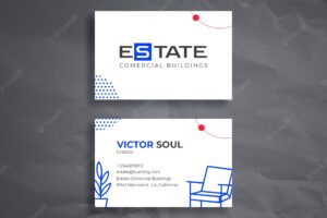 Flat design real estate business card template