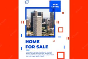 Flat design real estate poster template