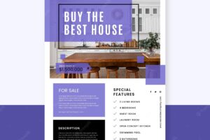 Flat design real estate poster with photo