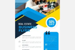 Flat design real estate poster with photo