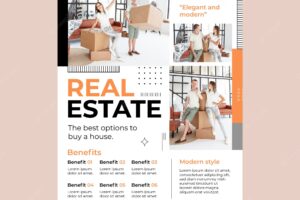Flat design real estate poster