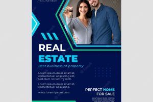 Flat design real estate project poster