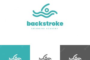 Flat design swimming logo template