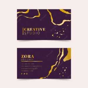 Flat elegant double-sided horizontal business card template