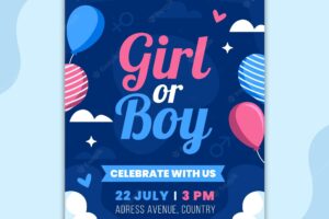 Flat gender reveal invitation
