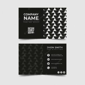 Flat geometric monochrome double-sided horizontal business card template