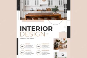 Flat interior design and home decor poster template