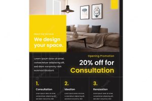 Flat interior design and home decor poster template