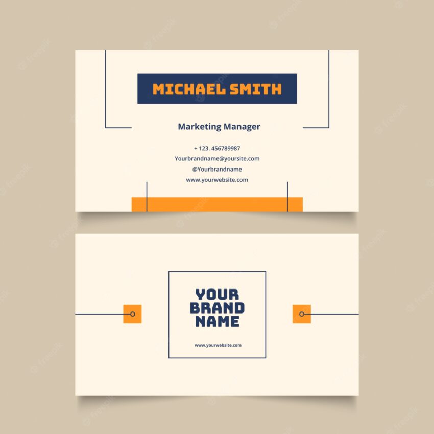 Flat minimal horizontal double-sided business card template