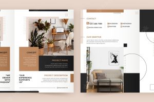 Flat minimal interior design brochure template