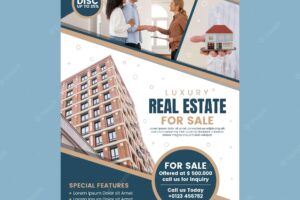 Flat real estate poster with photo