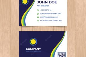 Flat wavy business card template