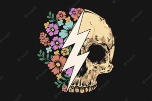 Floral skull skeleton t-shirt