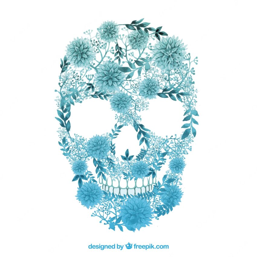 Floral skull in watercolor style