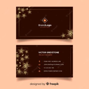 Floral with golden lines business card template
