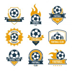 Football badges flat icon set