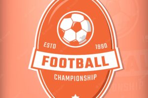 Football sports logo badge in orange on orange background