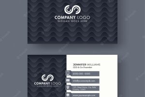 Front and back view of business card design with wavy pattern