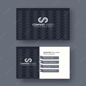 Front and back view of business card design with wavy pattern