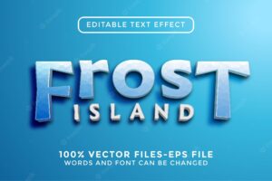 Frost island text. editable text effect with crystal style premium vectors