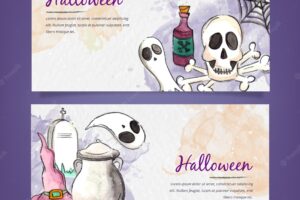Fun pack of hand drawn halloween banners