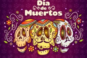 Funny set of original mexican skulls