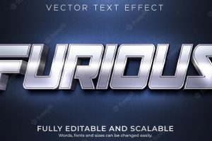 Furious editable text effect metallic and shiny text style