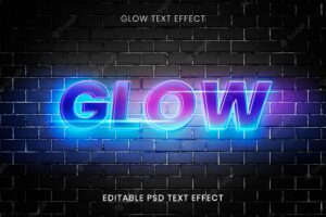 Futuristic glow text effect psd editable template