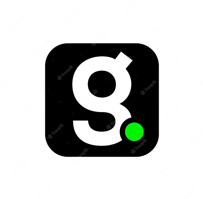 G company name initial letters monogram g with green dot icon