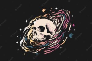 Galaxy and skull illustration