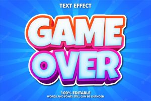 Game over banner, editable cartoon font