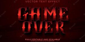 Game over text effect editable esport and red text style