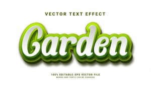 Garden 3d text effect. editable text style and suitable for nature theme