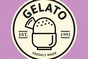 Gelato business logo vector in cute doodle style