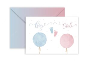 Gender reveal calligraphy banner boy or girl for baby shower party invitation